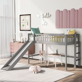 Twin Size Low Loft Beds With Ladder And Slide