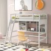 Twin Size Loft Bed with Storage Shelves, Desk and Ladder