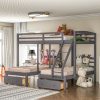 Full Over Twin & Twin Bunk Bed With Drawers, Gray 2 Full Over Twin & Twin Bunk Bed With Drawers, Gray