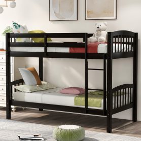 Wood Twin Over Twin Bunk Bed with Ladder