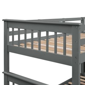Stairway Twin over Full Bunk Beds With Twin Size Trundle, Storage And Guard Rail