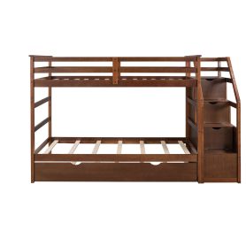 Twin over Twin Bunk Bed With Twin Trundle And 3 Storage Stairs