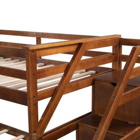 Twin over Twin Bunk Bed With Twin Trundle And 3 Storage Stairs