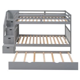 Twin Over Twin/Full Bunk Beds With Twin Size Trundle