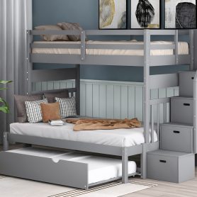 Twin Over Twin/Full Bunk Beds With Twin Size Trundle