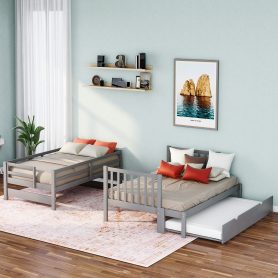 Twin Over Twin/Full Bunk Beds With Twin Size Trundle