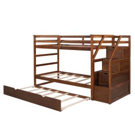 Twin over Twin Bunk Bed With Twin Trundle And 3 Storage Stairs