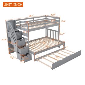 Twin Over Twin/Full Bunk Beds With Twin Size Trundle