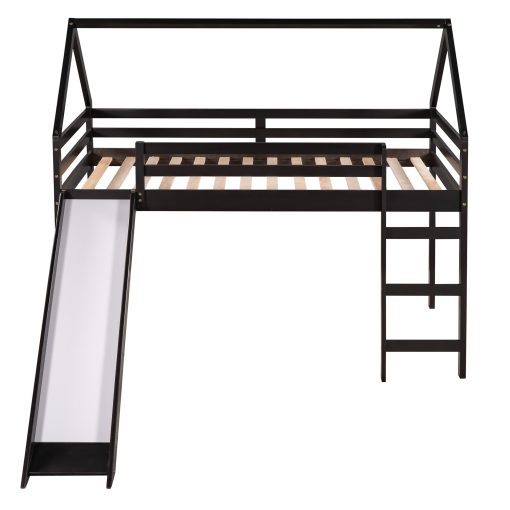 Twin Size Loft Bed With Slide, House Shape