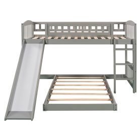 Twin Over Twin Bunk Bed With Slide And Ladder, Floor