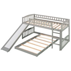 Twin Over Twin Bunk Bed With Slide And Ladder, Floor