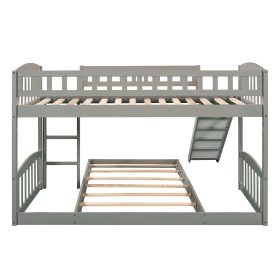 Twin Over Twin Bunk Bed With Slide And Ladder, Floor