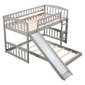 Twin Over Twin Bunk Bed With Slide And Ladder, Floor