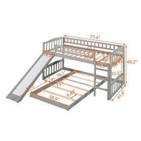 Twin Over Twin Bunk Bed With Slide And Ladder, Floor