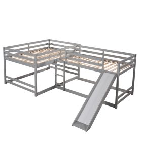 Full And Twin Size L-Shaped Bunk Bed With Slide And Short Ladder 21 Full And Twin Size L-Shaped Bunk Bed With Slide And Short Ladder