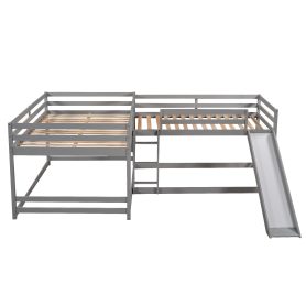 Full And Twin Size L-Shaped Bunk Bed With Slide And Short Ladder 20 Full And Twin Size L-Shaped Bunk Bed With Slide And Short Ladder