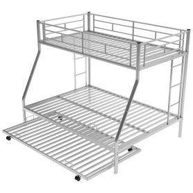 Twin over Full Bunk Bed with Twin Size Trundle, Two-Side Ladders