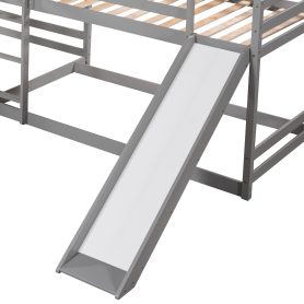 Full And Twin Size L-Shaped Bunk Bed With Slide And Short Ladder 25 Full And Twin Size L-Shaped Bunk Bed With Slide And Short Ladder