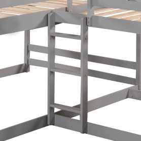 Full And Twin Size L-Shaped Bunk Bed With Slide And Short Ladder 27 Full And Twin Size L-Shaped Bunk Bed With Slide And Short Ladder