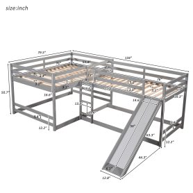 Full And Twin Size L-Shaped Bunk Bed With Slide And Short Ladder 19 Full And Twin Size L-Shaped Bunk Bed With Slide And Short Ladder