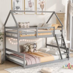 Twin over Full House Bunk Bed with Built-in Ladder 19 Twin over Full House Bunk Bed with Built-in Ladder