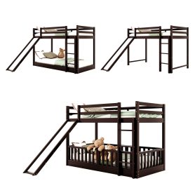 Wooden Twin Over Twin Bunk Bed With Slide And Ladder