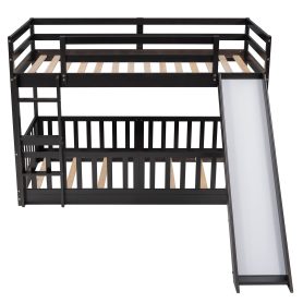 Wooden Twin Over Twin Bunk Bed With Slide And Ladder