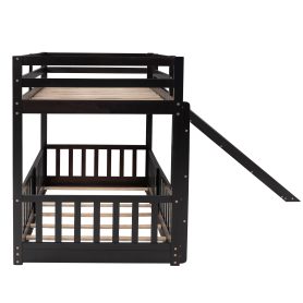 Wooden Twin Over Twin Bunk Bed With Slide And Ladder
