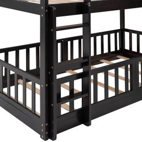 Wooden Twin Over Twin Bunk Bed With Slide And Ladder
