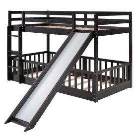 Wooden Twin Over Twin Bunk Bed With Slide And Ladder