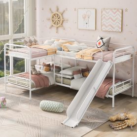 Twin Size L-Shaped Bunk Bed With Slide And Ladder 15 Twin Size L-Shaped Bunk Bed With Slide And Ladder