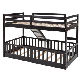 Wooden Twin Over Twin Bunk Bed With Slide And Ladder