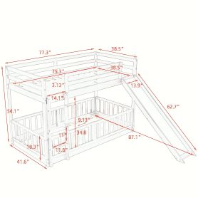 Wooden Twin Over Twin Bunk Bed With Slide And Ladder