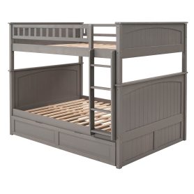 Full Over Full Bunk Bed With Twin Size Trundle, Pine Wood