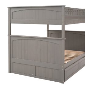 Full Over Full Bunk Bed With Twin Size Trundle, Pine Wood