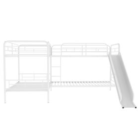 Twin Size L-Shaped Bunk Bed With Slide And Ladder 19 Twin Size L-Shaped Bunk Bed With Slide And Ladder