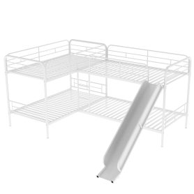 Twin Size L-Shaped Bunk Bed With Slide And Ladder 17 Twin Size L-Shaped Bunk Bed With Slide And Ladder