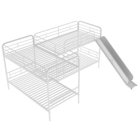 Twin Size L-Shaped Bunk Bed With Slide And Ladder 18 Twin Size L-Shaped Bunk Bed With Slide And Ladder