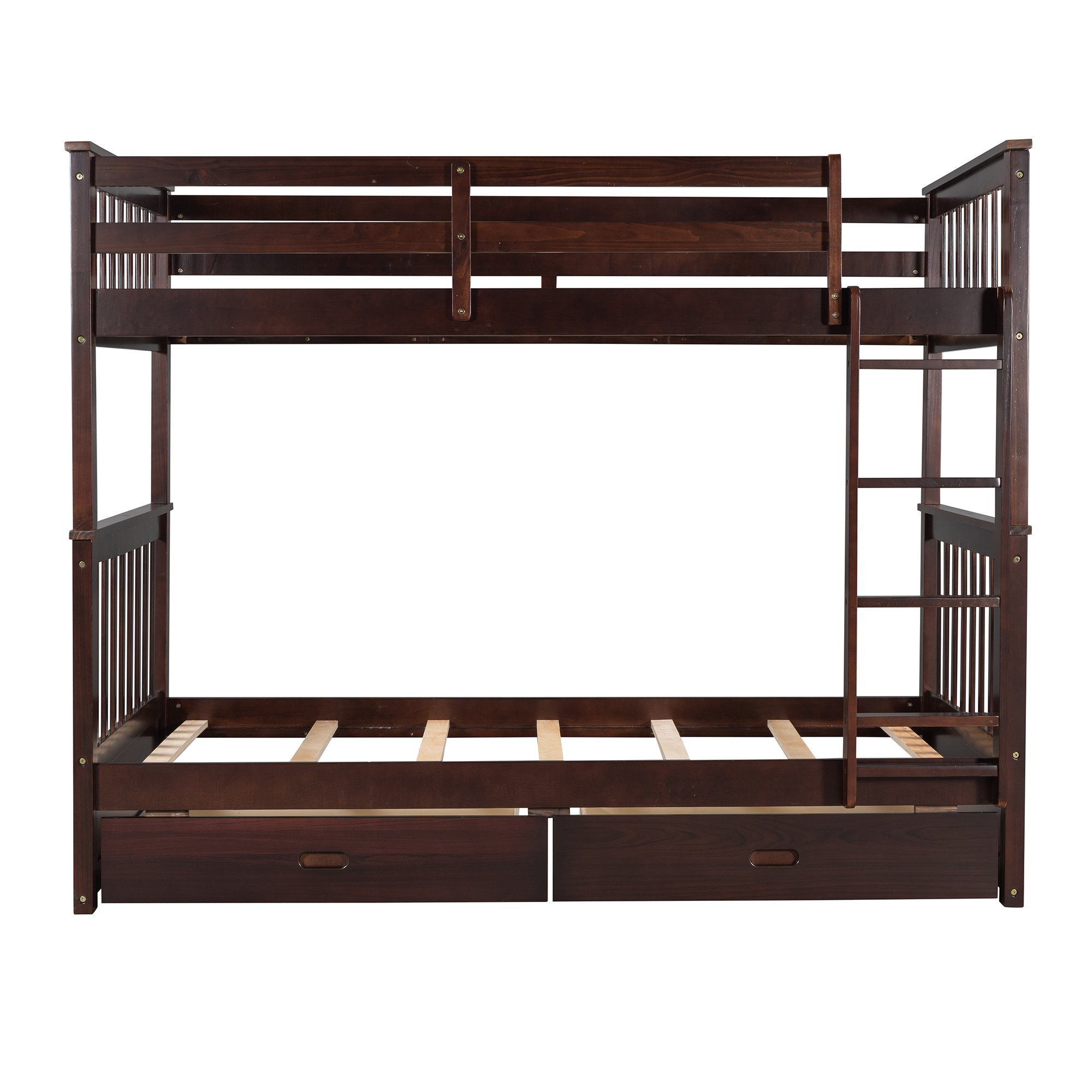 Twin Over Twin Bunk Bed with Ladders and Two Storage Drawers 10 Twin Over Twin Bunk Bed with Ladders and Two Storage Drawers