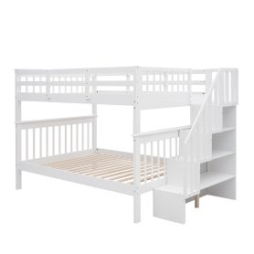 Full-Over-Full Bunk Bed with Staircase and Guard Rail 29 Stairway Full-over-full Bunk Bed With Storage And Guard Rail