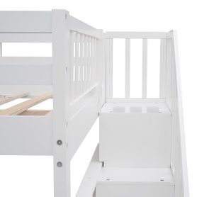 Full-Over-Full Bunk Bed with Staircase and Guard Rail 27 Stairway Full-over-full Bunk Bed With Storage And Guard Rail