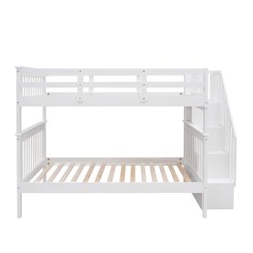 Full-Over-Full Bunk Bed with Staircase and Guard Rail 20 Stairway Full-over-full Bunk Bed With Storage And Guard Rail