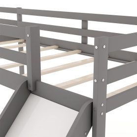 L-Shaped Twin Size Loft Bed with Ladder and Slide