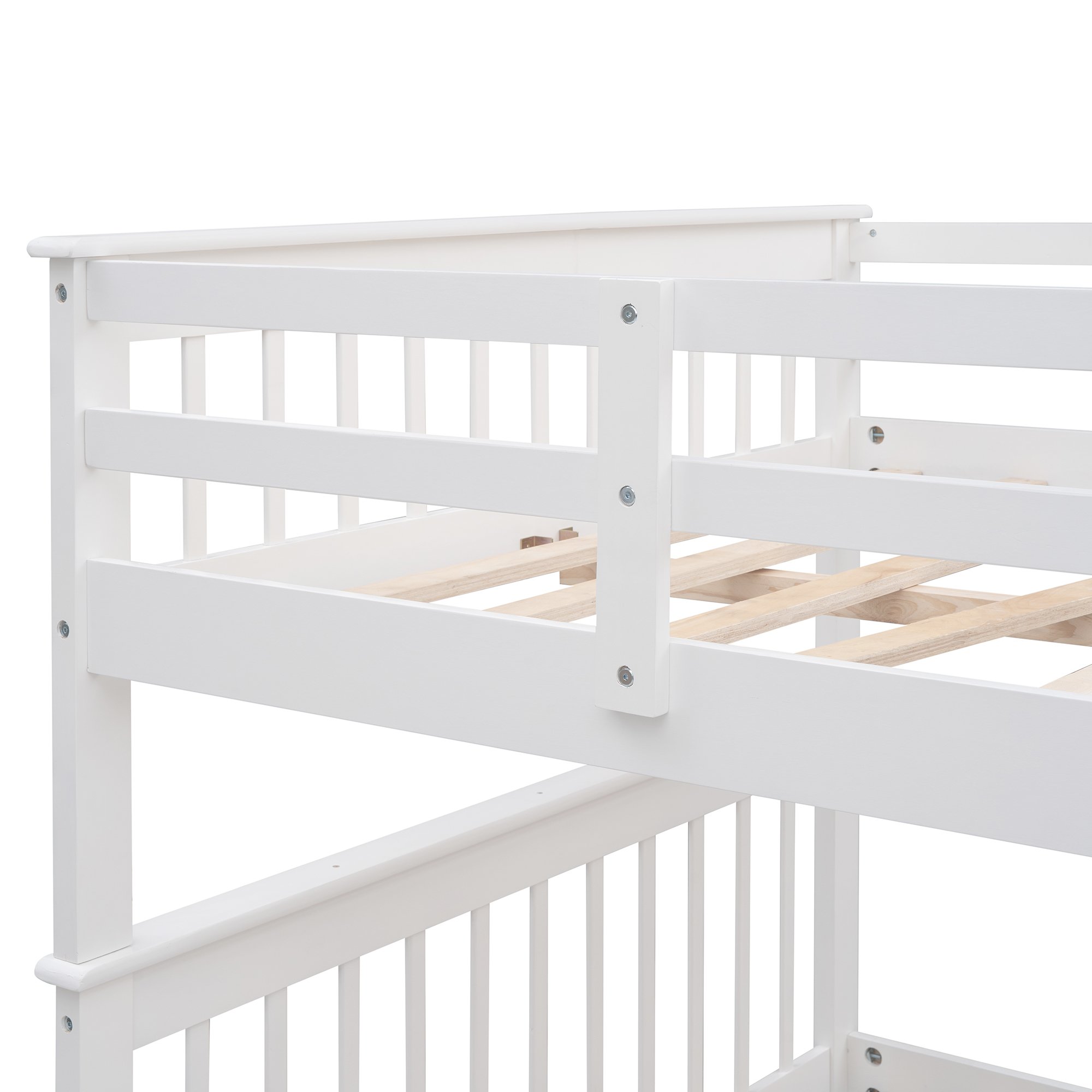 Full-Over-Full Bunk Bed with Staircase and Guard Rail 12 Stairway Full-over-full Bunk Bed With Storage And Guard Rail