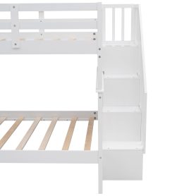 Full-Over-Full Bunk Bed with Staircase and Guard Rail 30 Stairway Full-over-full Bunk Bed With Storage And Guard Rail