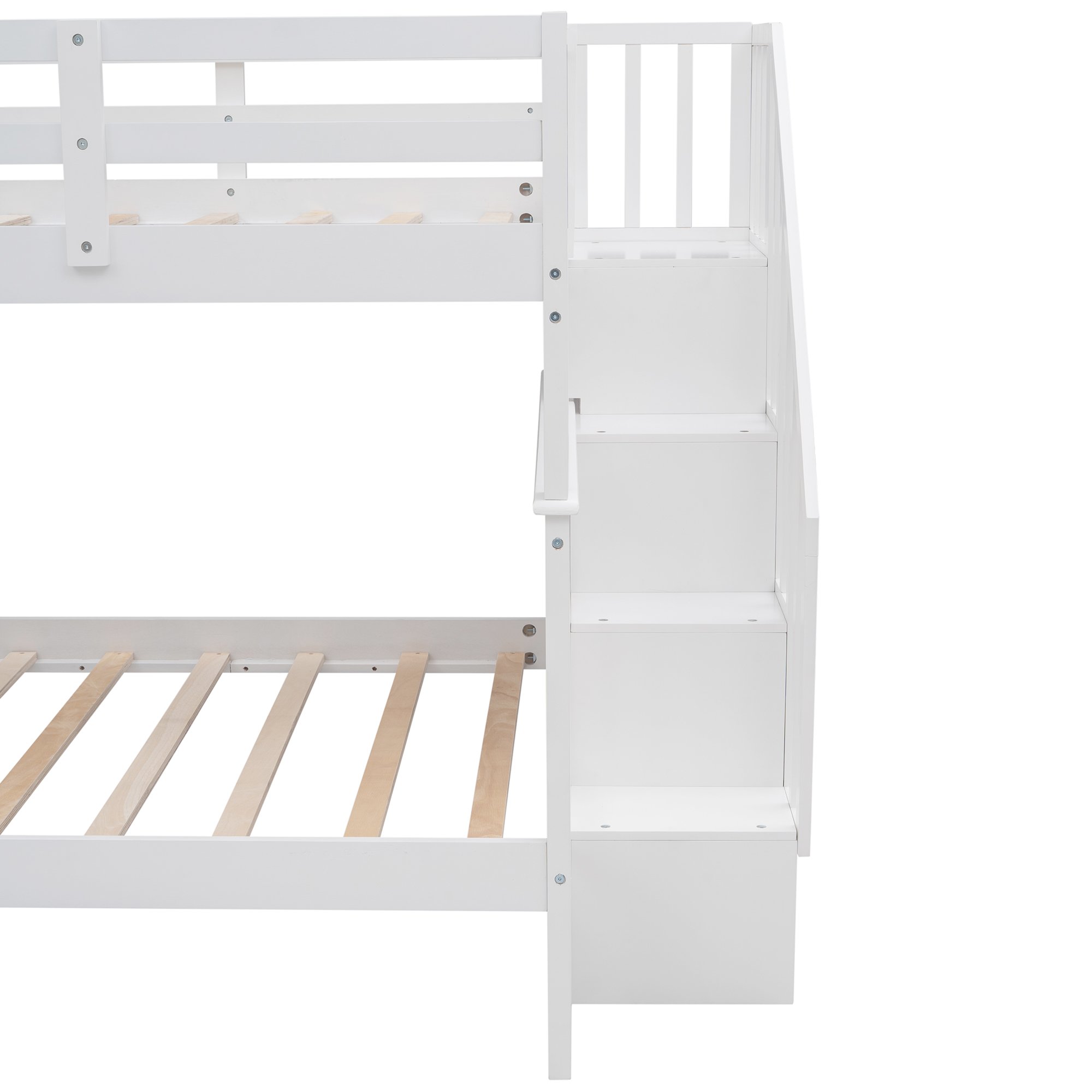 Full-Over-Full Bunk Bed with Staircase and Guard Rail 16 Stairway Full-over-full Bunk Bed With Storage And Guard Rail