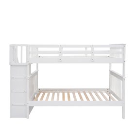Full-Over-Full Bunk Bed with Staircase and Guard Rail 24 Stairway Full-over-full Bunk Bed With Storage And Guard Rail