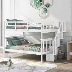 Stairway Full-over-full Bunk Bed With Storage And Guard Rail