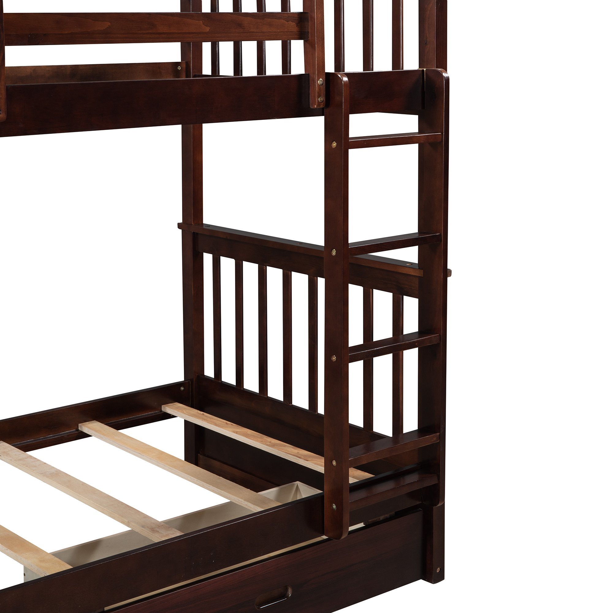 Twin Over Twin Bunk Bed with Ladders and Two Storage Drawers 16 Twin Over Twin Bunk Bed with Ladders and Two Storage Drawers