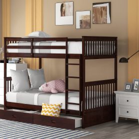 Twin Over Twin Bunk Bed with Ladders and Two Storage Drawers 21 Twin Over Twin Bunk Bed with Ladders and Two Storage Drawers
